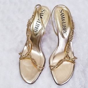 Sam & Libby Rhinestone Gold Heels
